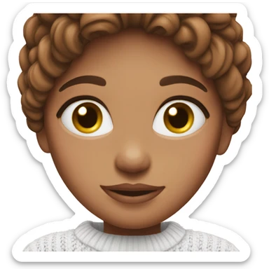 Brunette girl with pink ౨ৎ in hair wearing a white knit sweater sticker