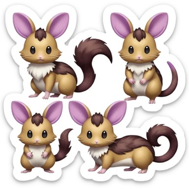 Rattata-Dedenne-Emolga-Minccino-Purrloin-Fakemon-hybrid-creature (full body) sticker