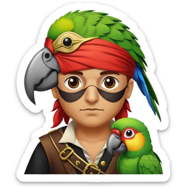 pirate with eye patch and parrot sticker