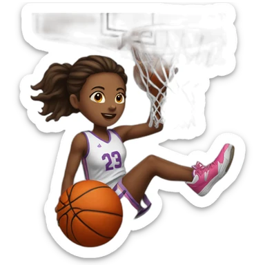 girl dunks in basketball hoop sticker
