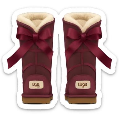medium high uggs with burgundy ribbon sticker