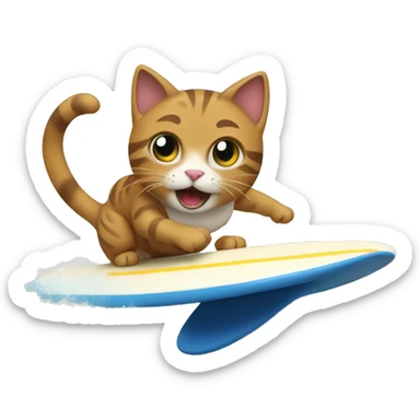 A cat surfing sticker