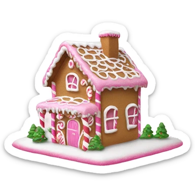 A pink and white gingerbread house ￼ sticker