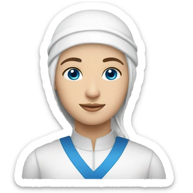 russian muslim with blue eyes and white skin in scullcap sticker