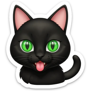 A black cat with its tongue out sticker