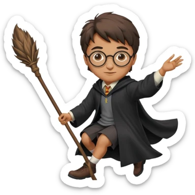Harry potter flying on a broomstick sticker