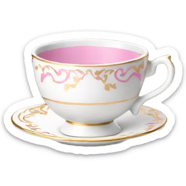 White porcelain teacup with pink and gold details sticker