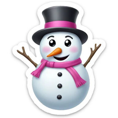 Pink happy snowman sticker