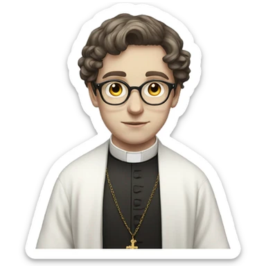 victorian young priest with glasses and white skin sticker