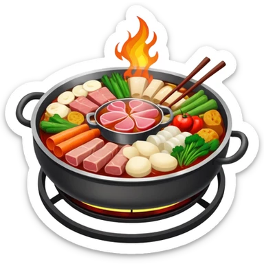 Traditional Chinese hotpot with charcoal fire base sticker