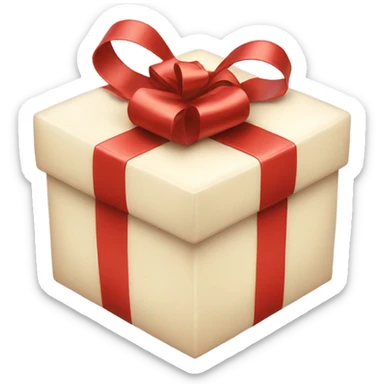 Cream Christmas present with a ribbon bow on it  sticker