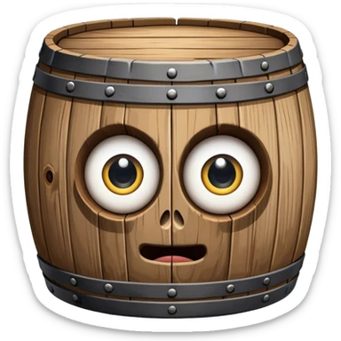 Wooden barrel with eyes  sticker
