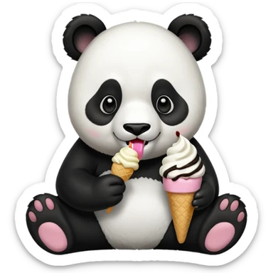 Panda eating ice cream sticker