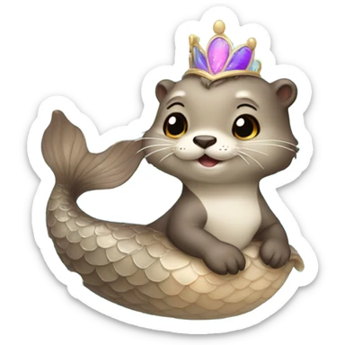 A cute and happy otter face as a mermaid princess. sticker