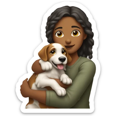 The girl hugs the dog of Pikenes sticker