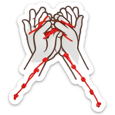 two hands bond with a poor red thread  sticker