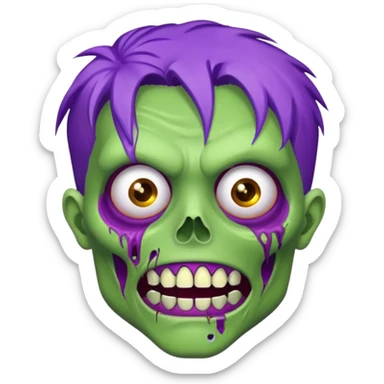Zumbi verde com dentes prata e cabelo roxo sticker