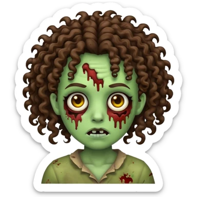 zombie emoji with mixed black and brown curly hair sticker