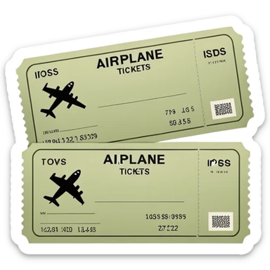 Two pale olive airplane tickets sticker
