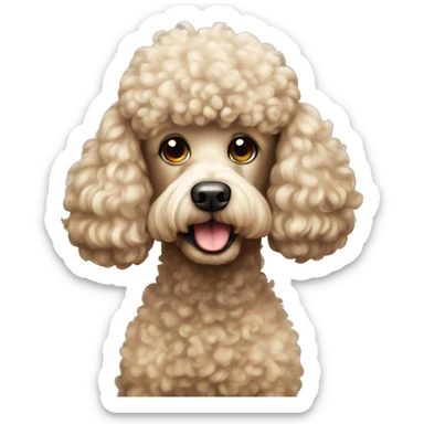 Poodle dog with a bad sticker