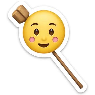 normal emoji with a stick coming from the front sticker