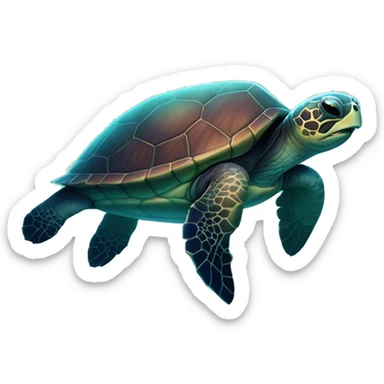 Dark iridescent sea turtle glowing sticker