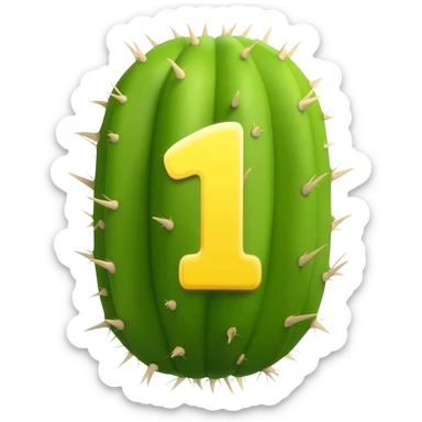 a catcus with a number 1 yellow badge sticker