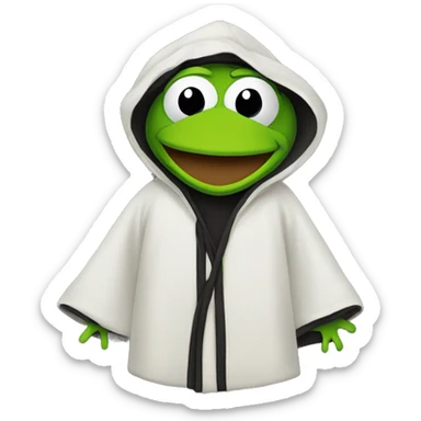 Kermit the frog in a black hooded robe sticker