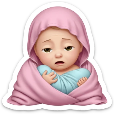 a swaddled baby crying sticker