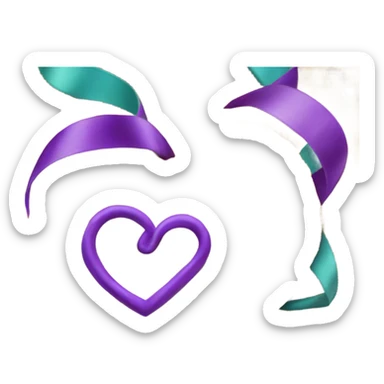 Cookie heart with purple teal awareness ribbon loop sticker