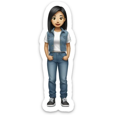 Asian girl wearing baggy jean pants  sticker