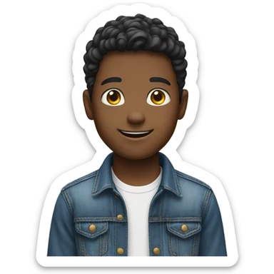 smiling boy in denim jeans sticker