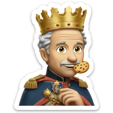 The king of England, eating a very dry cookie sticker