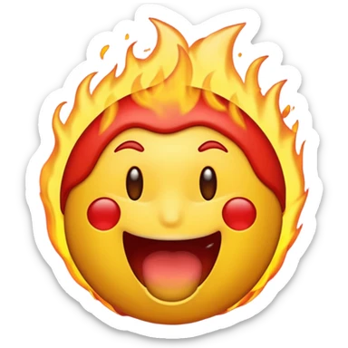 Crée moi un emoji qui crache du feu par la bouche et qui est en colère avec le front tout rouge et les emoji normal jaune là tout rond sticker