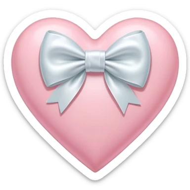 Pastel pink heart with white bow sticker