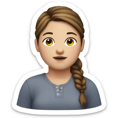 Chubby girl with highlighted brown hair in a pony tail with freckles and hazel eyes  sticker