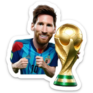 lionel messi with the world cup sticker