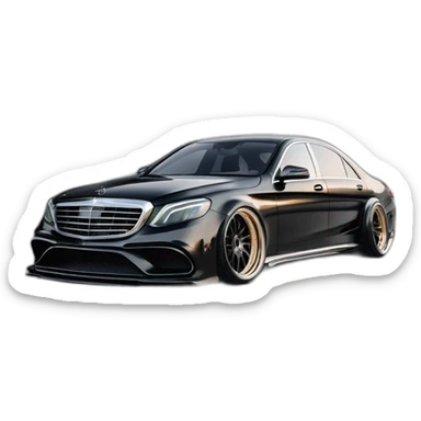 Mercedes SEL AmG with body kit custom and amg aero oz wheels front side angle  sticker