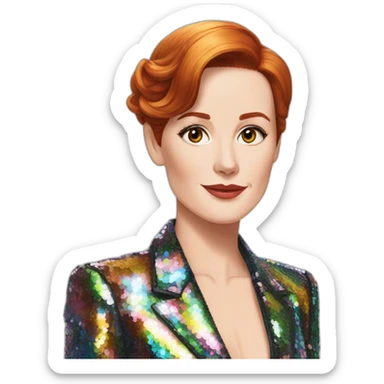 Audrey fleurot straight hair back with multicolored sequined suit sticker