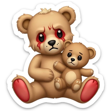 Demon hurting a teddy bear sticker