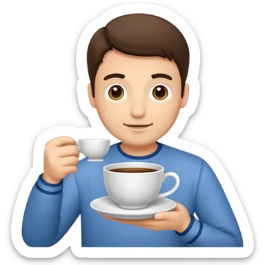 man holding teacup sticker