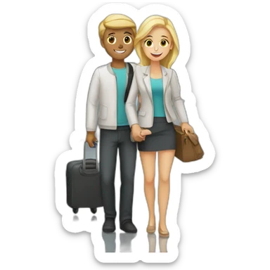  couple white in airport sticker