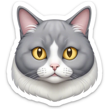 A sad gray tuxedo cat sticker
