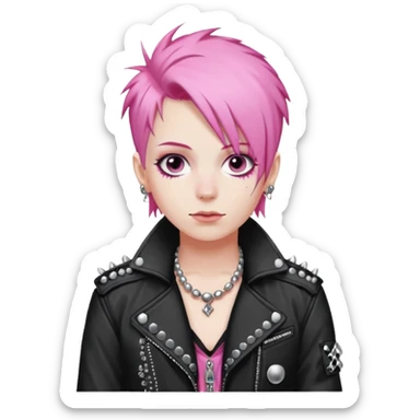 Punk mozart, pink hair sticker