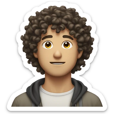 curly haired man watching anime sticker