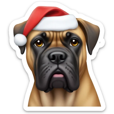 Bullmastiff with Santa hat on sticker
