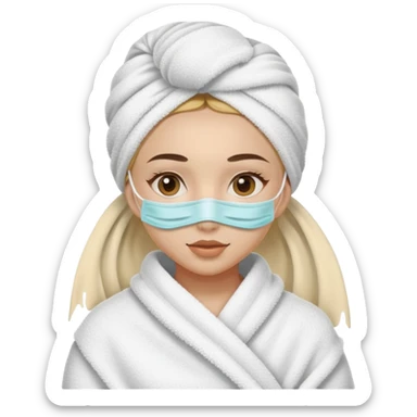Chica con mascarilla y una tualla en la cabeza sticker