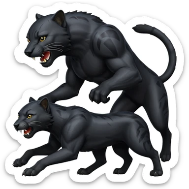 A black panther killing a wolf sticker