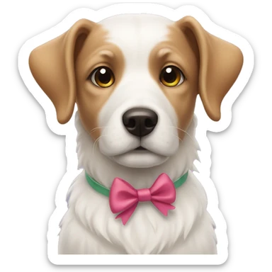 white dog with bows sticker
