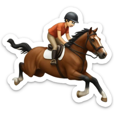 A horse jumping over a cat sticker
